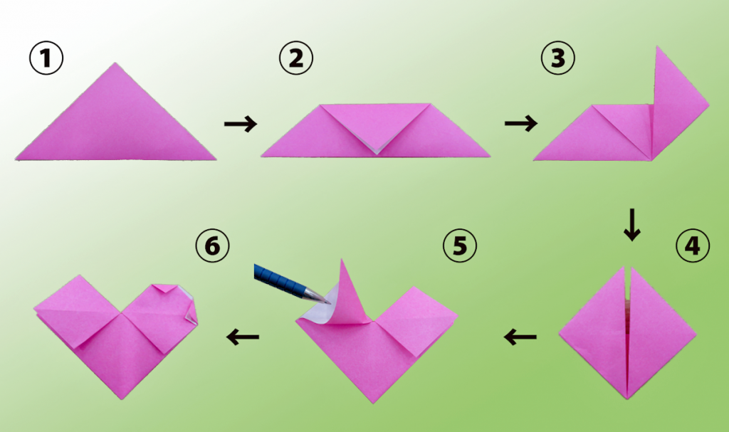 折り紙でハートを折る方法