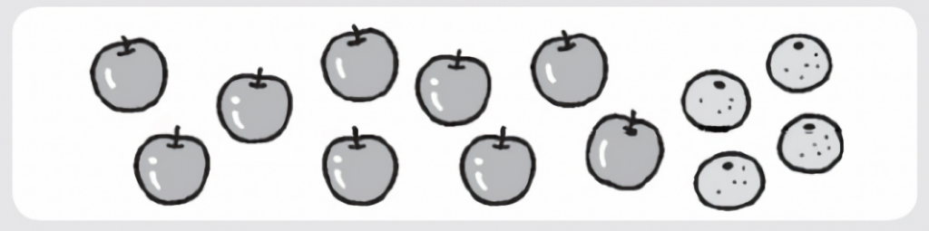 りんごはみかんより何個多い