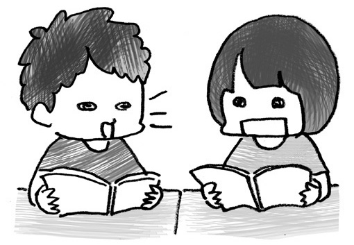 音読をし合う二人