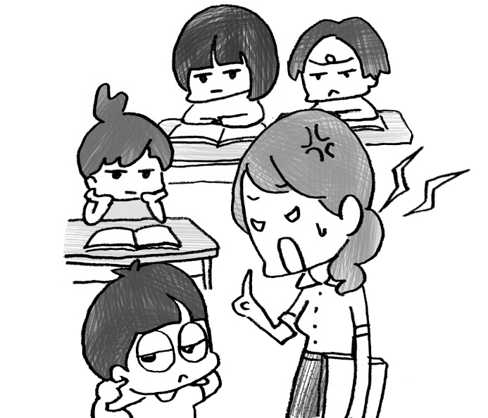 ガミガミ怒る先生