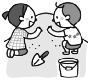 砂遊びする子供たちのイラスト