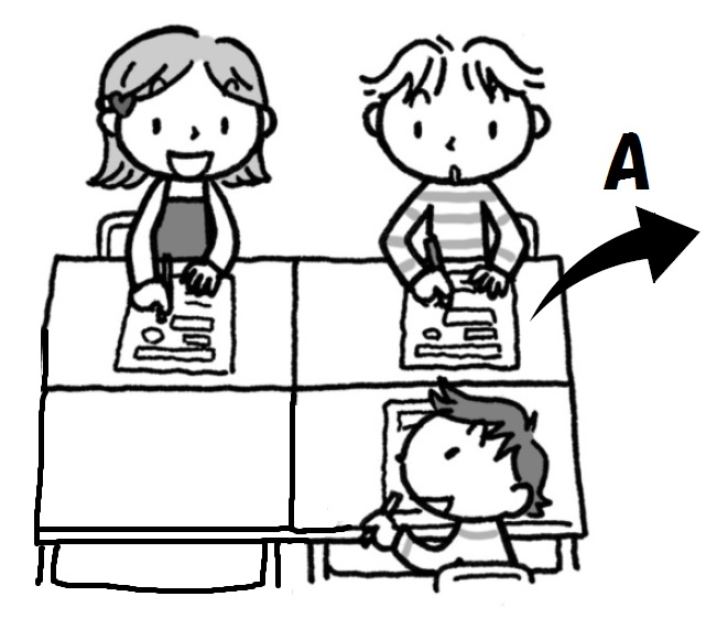 2つの文章を並べ、同じ内容のところ、どちらかにしか書かれていないところを見付け、印を付けていきます。
