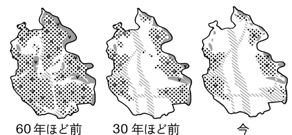 越谷市の土地の使われ方の変化