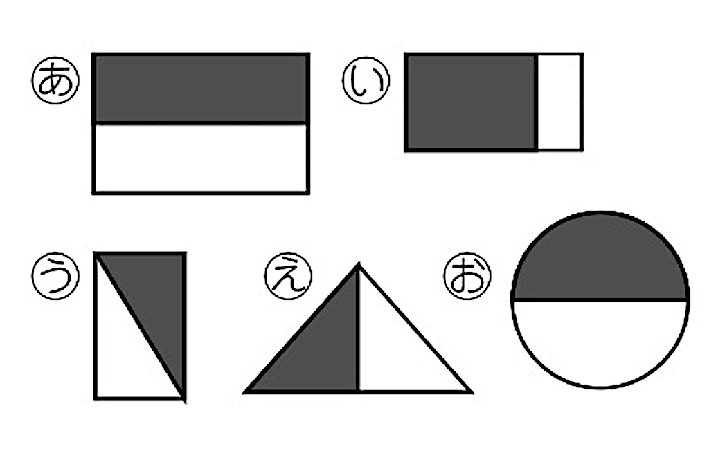 2つに分けられた5つの図形