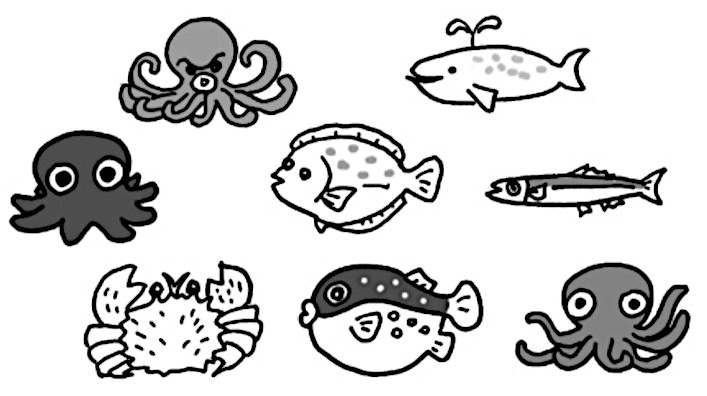 8匹の魚の絵