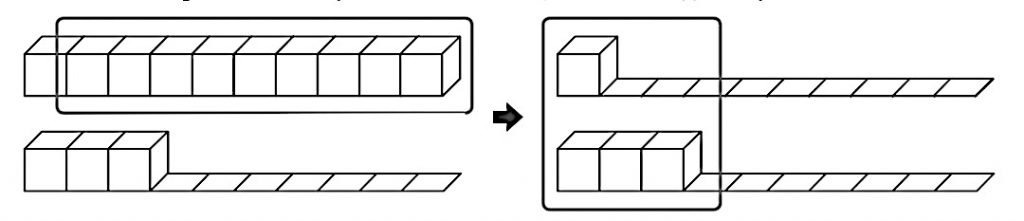 ブロックを使って引き算を表した図