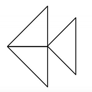 3枚の色紙で作った魚の図