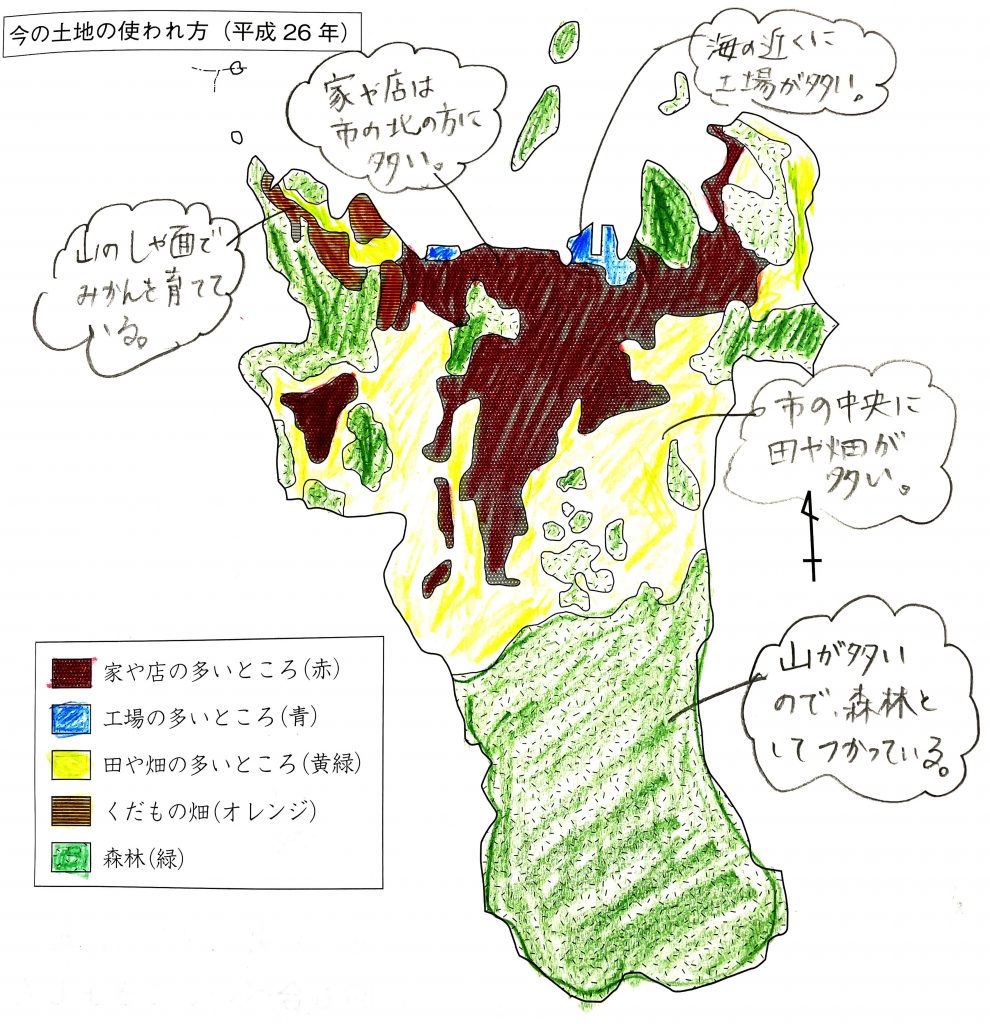 土地利用、交通、公共施設を表した地図