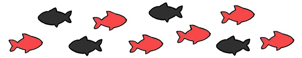 赤い金魚と黒い金魚の数を比べる