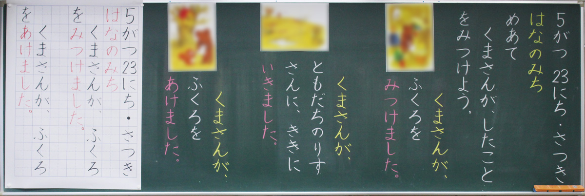 小1国語「はなのみち」京女式板書の技術
5月　板書