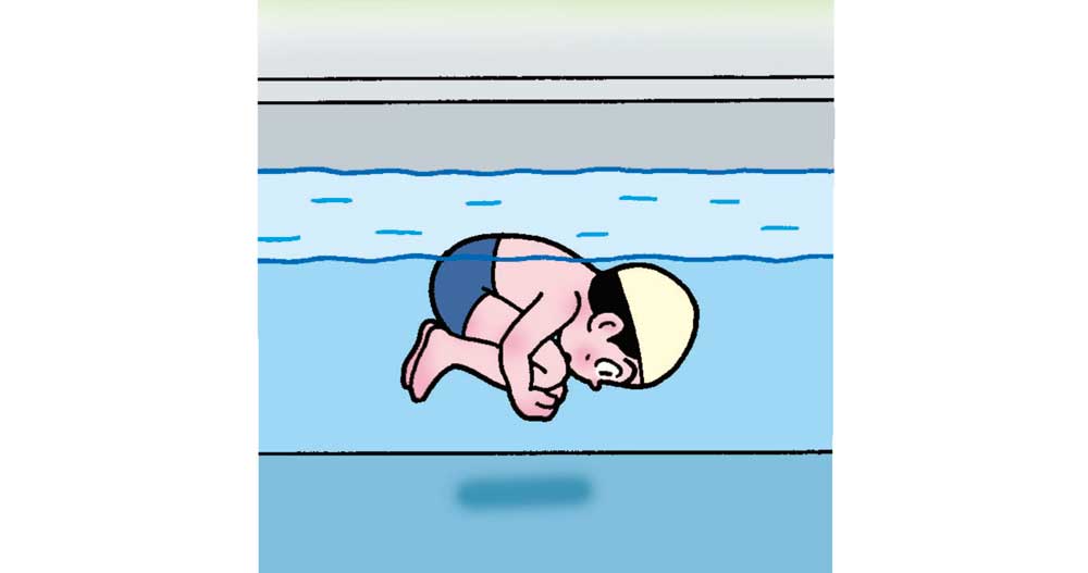 小3体育「水泳運動(浮いて進む運動、もぐる・浮く運動)」指導アイデア イラスト