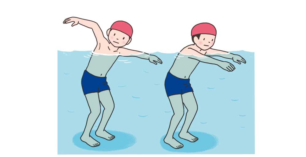 小6体育「水泳運動（クロール 平泳ぎ 安全確保につながる運動）」指導アイデア　イラスト