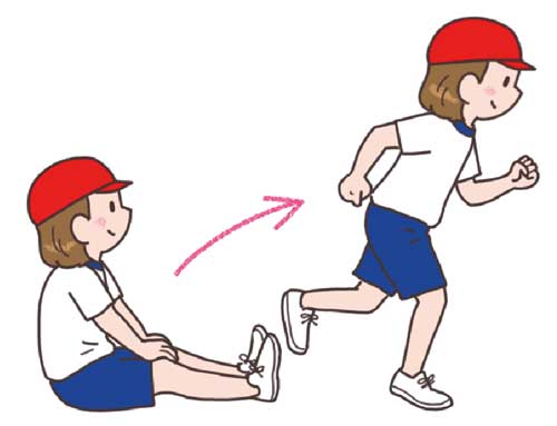 小1体育「走・跳の運動遊び（走の運動遊び）」指導アイデア　イラスト