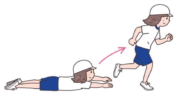小1体育「走・跳の運動遊び(走の運動遊び)」指導アイデア イラスト