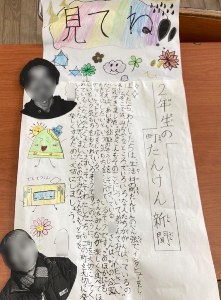 藤山学級の子供たちが実際に作った町たんけんの新聞