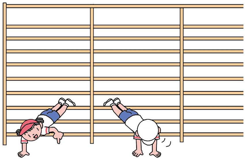 小2体育「体つくりの運動遊び(多様な動きをつくる運動遊び)」指導アイデア イラスト