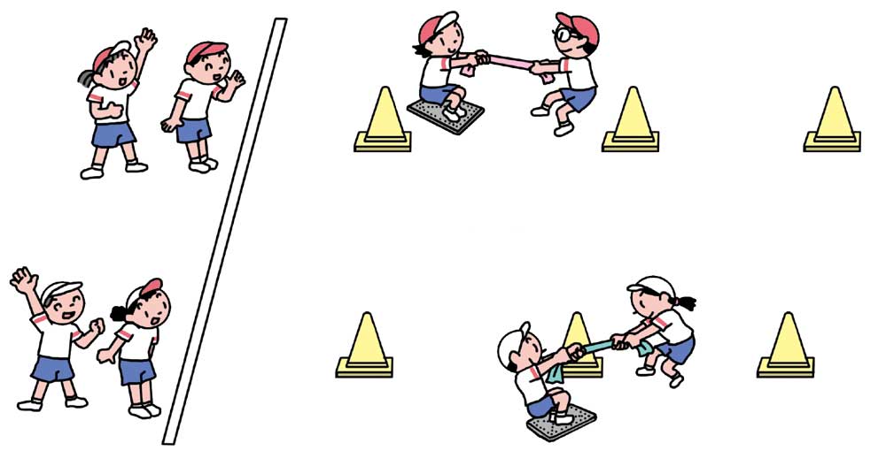 小2体育「体つくりの運動遊び(多様な動きをつくる運動遊び)」指導アイデア イラスト