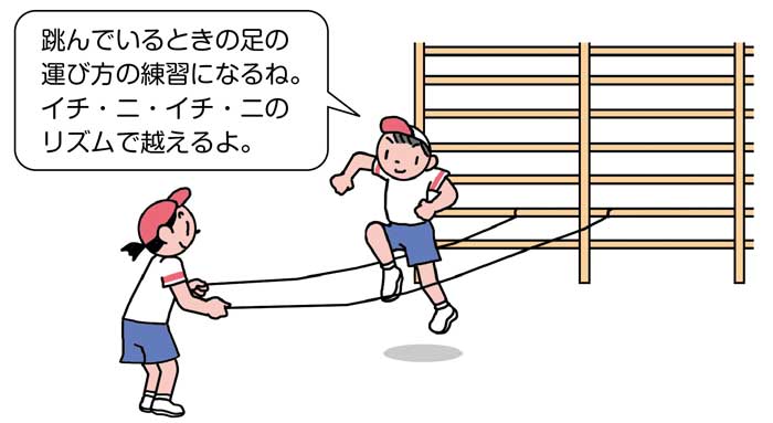 小4体育「走・跳の運動(高跳び)」指導アイデア イラスト