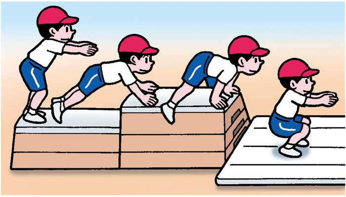 小3体育「器械運動(跳び箱運動)」指導アイデア イラスト