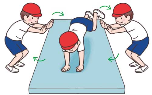 小1体育「器械・器具を使っての運動遊び(マット運動)」指導アイデア イラスト