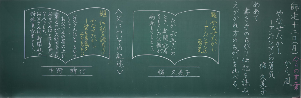 小5国語「やなせたかしーアンパンマンの勇気」京女式板書の技術　板書