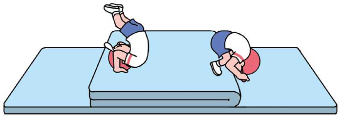 小2体育「器械・器具を使っての運動遊び(マット使った運動遊び)」指導アイデア イラスト