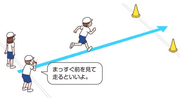 小1体育「走・跳の運動遊び①(走の運動遊び)」指導アイデア イラスト