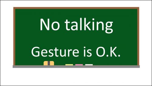 誕生日チェーンを作ろう活動のルール説明
No talking. Gesture is O.K.