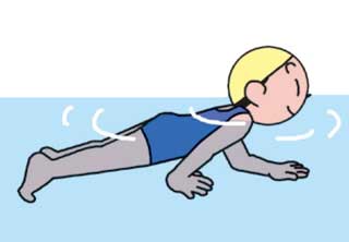 小2 水遊び(水の中を移動する運動遊び、もぐる・浮く運動遊び) イラスト