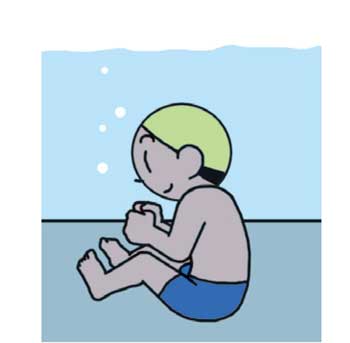 小2 水遊び(水の中を移動する運動遊び、もぐる・浮く運動遊び) イラスト
