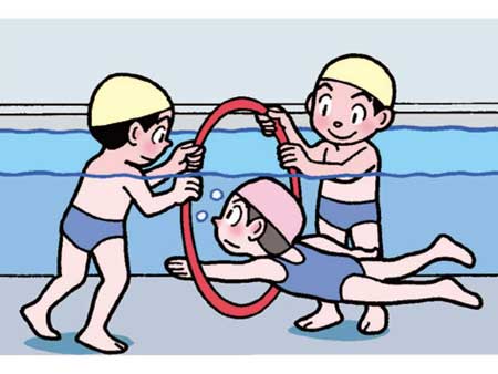 小3体育「水泳運動(浮いて進む運動、もぐる・浮く運動)」 イラスト
