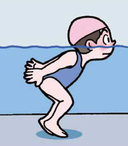 小3体育「水泳運動（浮いて進む運動、もぐる・浮く運動）」　イラスト