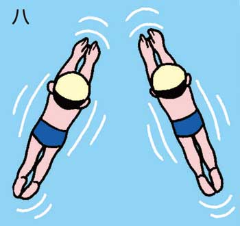 小3体育「水泳運動(浮いて進む運動、もぐる・浮く運動)」 イラスト
