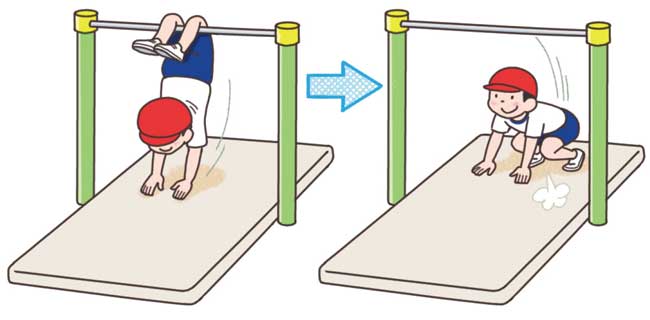 小1体育「器械・器具を使っての運動遊び②(鉄棒を使った運動遊び)」 イラスト