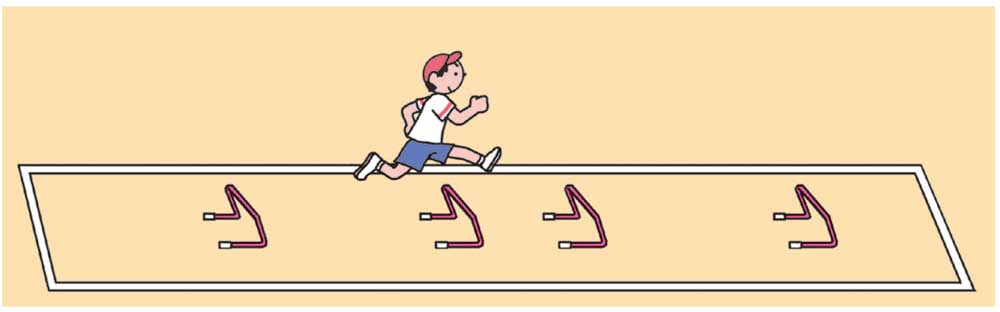 小4体育「走・跳の運動（小型ハードル走）」　イラスト