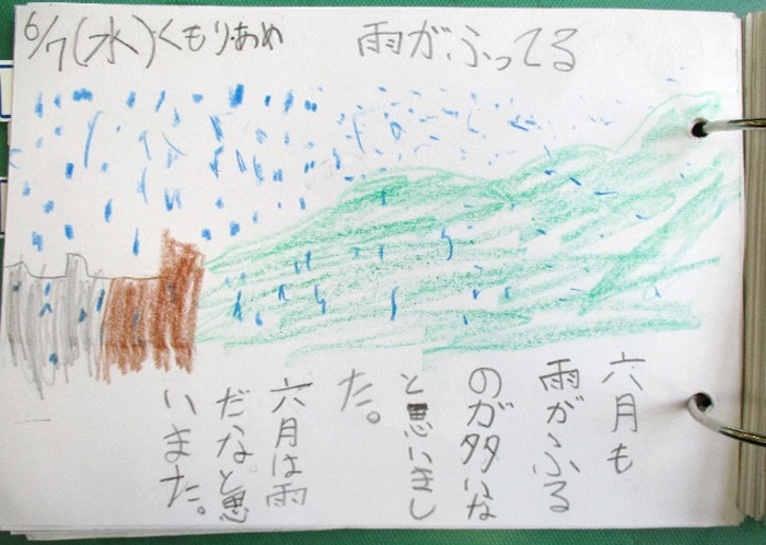 自分なりの「６月の形や色、思い出をためる」６月ブック　雨が降る絵