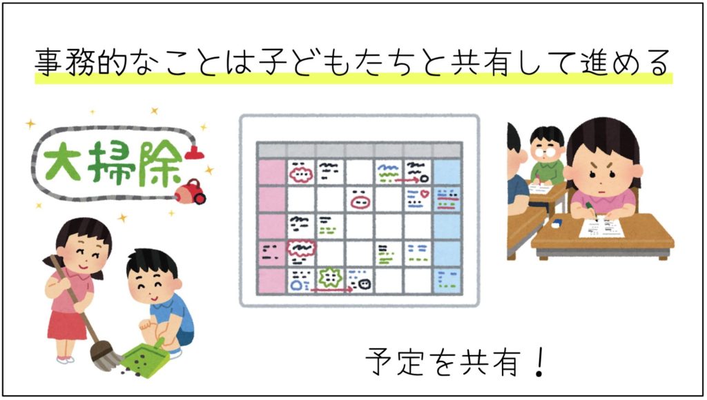 事務的なことは子どもたちと共有して進める