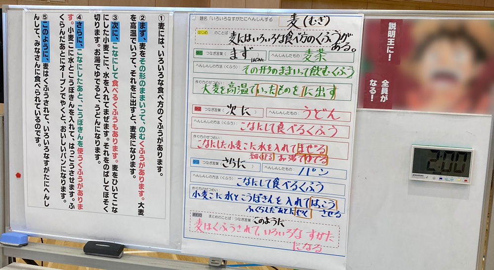 写真2　教師が例示した「すがたをかえる麦」で書くことへ繋げる