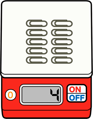 クリップ10個の重さを測定