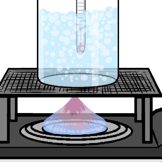 ビーカーの水が沸騰している様子のイラスト