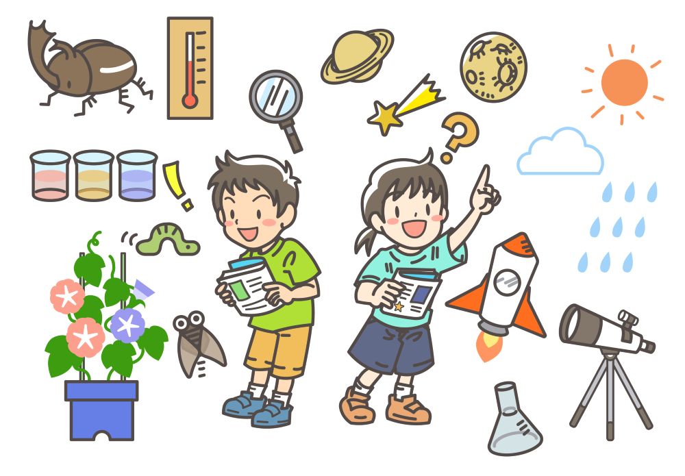 夏休みの自由研究をする子供