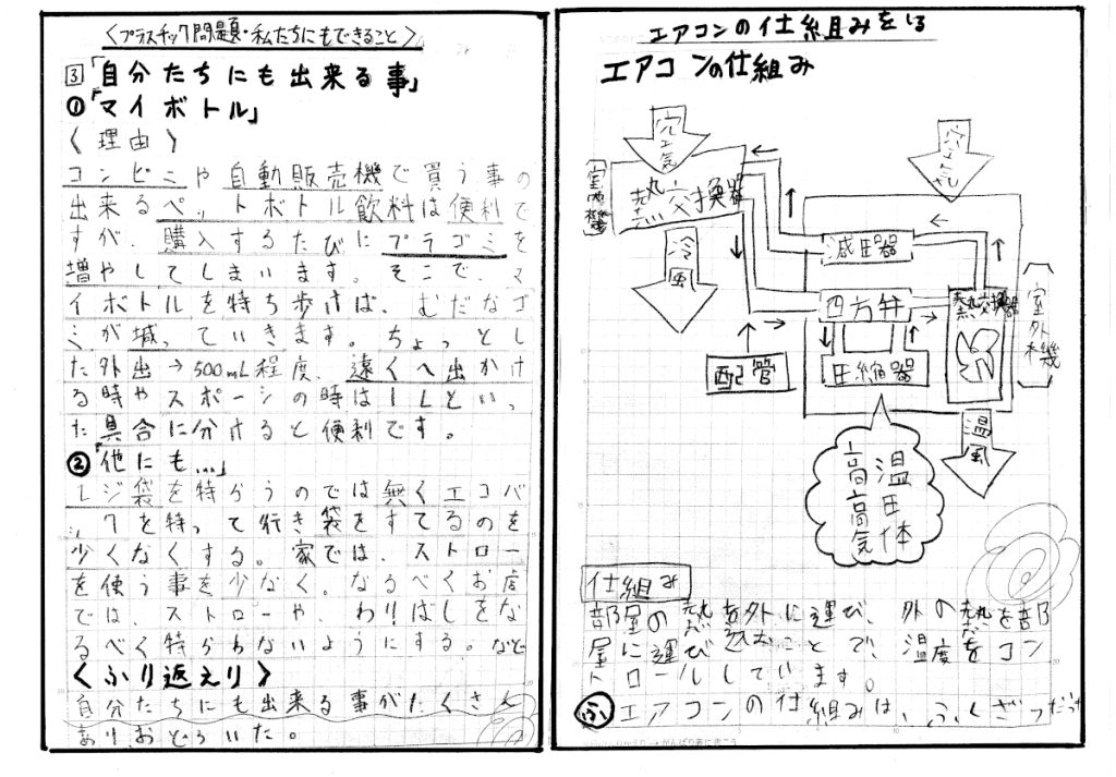 大和田小の「自主勉強ノート」から