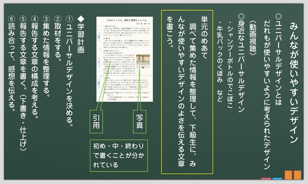 １時間目の板書例
