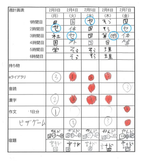 週計画表