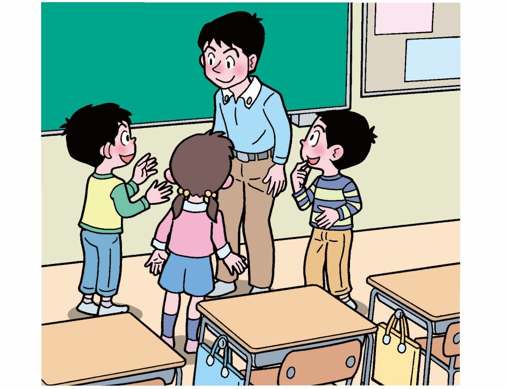 積極的に先生に話しかける子供たち