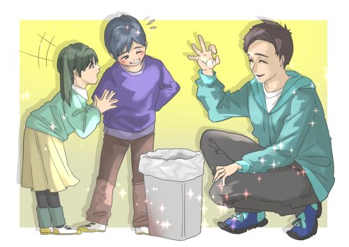 子どもの善い行いを褒める先生