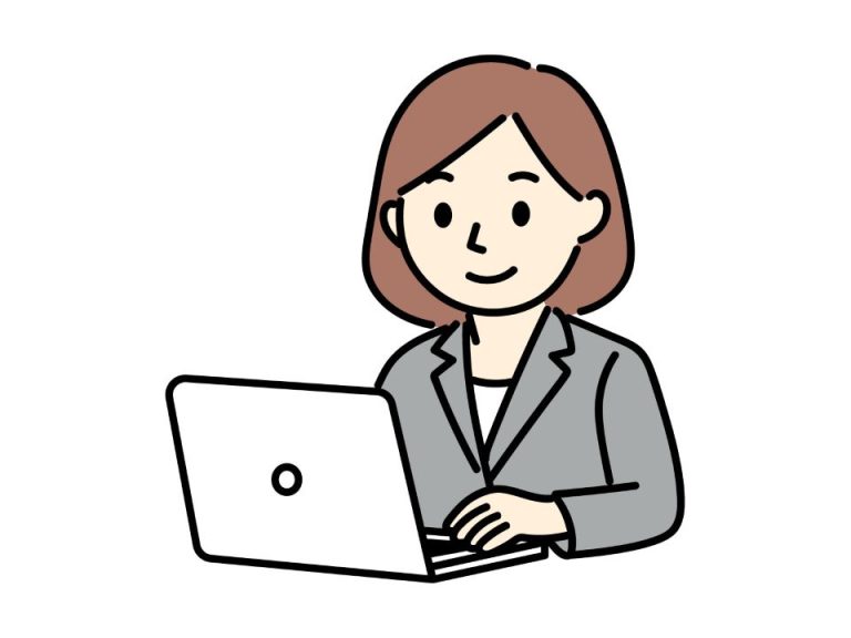 通知表を作成する女性教師