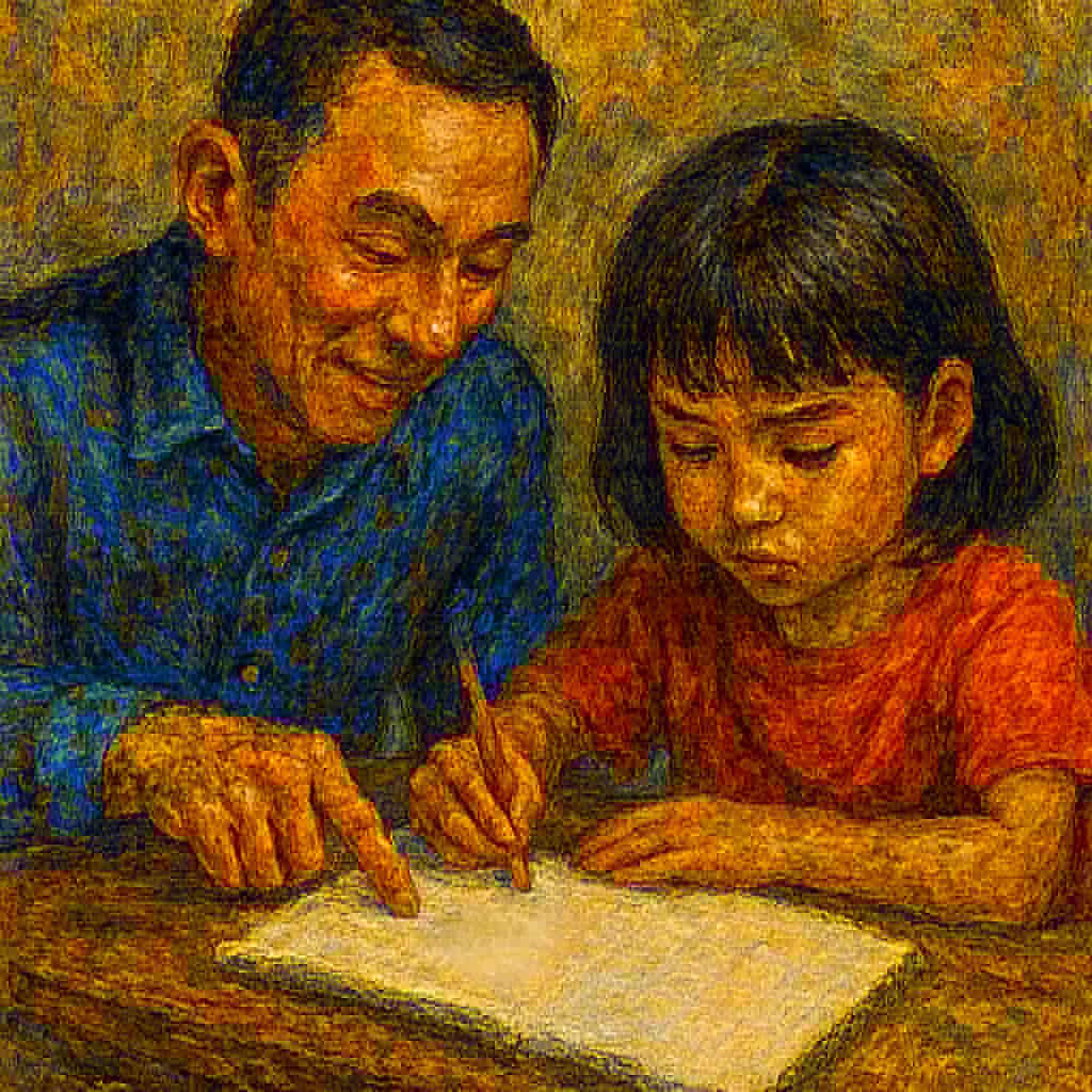 イラスト／漢字が書けないCさんのケース    by高田保則 (生成AIを使用して作成)