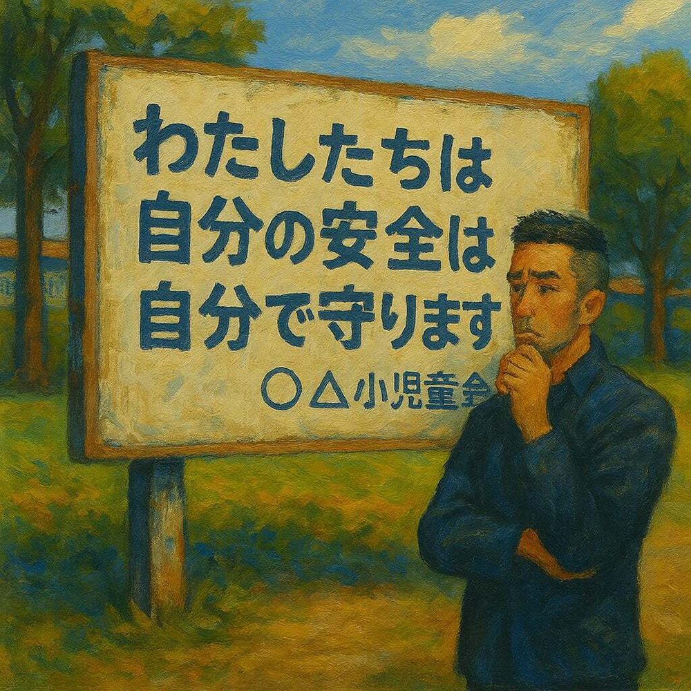 イラスト／ 古い交通標語の看板