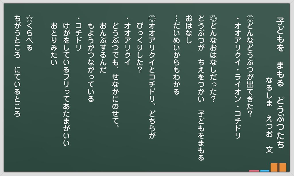 １・２時間目の板書例